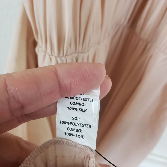 Women's Designer Light Pale Pink Cold Off the Shoulders Drop Waist Dress Size SM - Picture 12 of 12